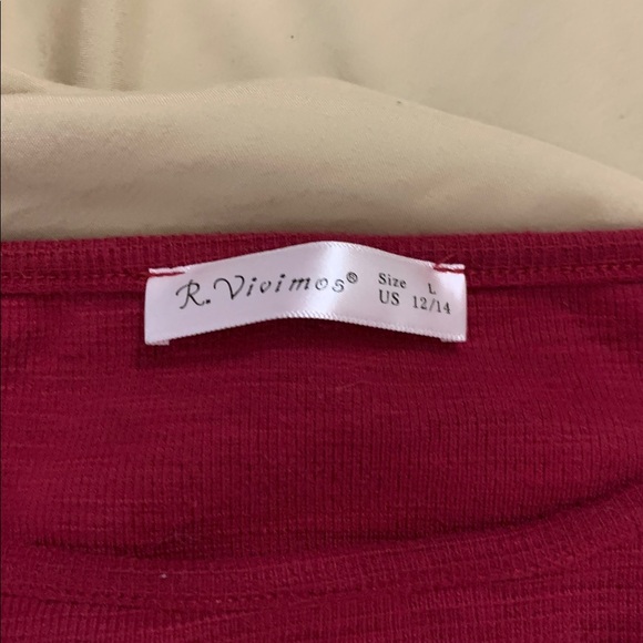 R Vivimos Red Long Sleeve Dress with Tie Front - Picture 2 of 4